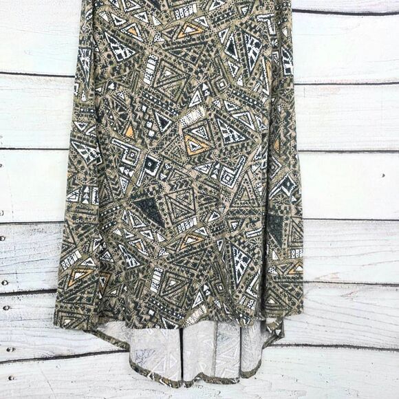 LuLaRoe XS Olive Geometric Hi-Low Carly Dress - Picture 3 of 8